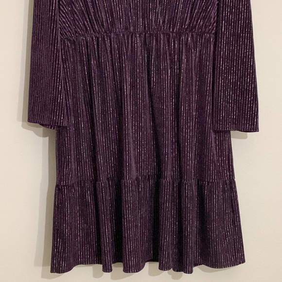 Tacera Purple V Neck Elastic Waistline Dress Size 1X - Picture 3 of 8